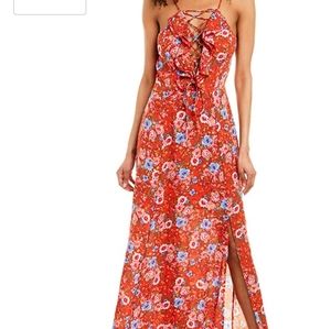 WAYF red floral maxi dress sz xs